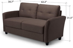 Ricardo Sofa Couch / Tufted Cushions / Easy, Tool-Free Assembly, Dark Grey