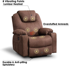 MERITLIFE Electric Power Lift Recliner Chair Sofa with Massage and Heat for Elderly, 3 Positions, 2 Side Pockets and Cup Holders, USB Ports, Fa