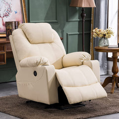 Electric Power Lift Recliner Chair Sofa with Massage and Heat for Elderly, 3 Positions, 2 Side Pockets and Cup Holders, USB Ports, Fa