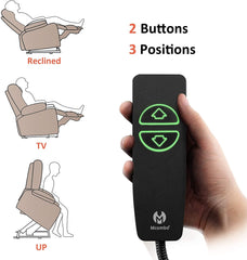 MERITLIFE Electric Power Lift Recliner Chair Sofa with Massage and Heat for Elderly, 3 Positions, 2 Side Pockets and Cup Holders, USB Ports, Fa
