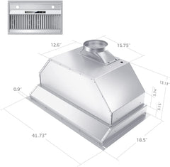 30 inch Built-in/Insert Range Hood 900 CFM, Ducted/Ductless Convertible Duct, Stainless Steel Kitchen Vent Hood with 2 Pcs Adjustable