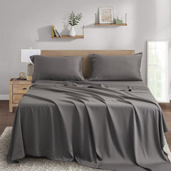 MERITLIFE Premium 100% Organic Eucalyptus Lyocell Tencel 4-Piece Bedding Sheet Set,600 Thread Count Silky Soft and Naturally Pure Fabric, Smooth Cooling Sheets,Queen, White