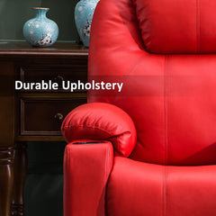 Electric Power Lift Recliner Chair Sofa with Massage and Heat for Elderly, 3 Positions, 2 Side Pockets and Cup Holders, USB Ports, Fa