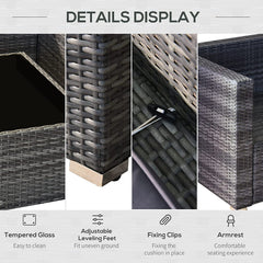 Outsunny 7-Piece Outdoor Patio Furniture Set with Modern Rattan Wicker, Perfect for Garden, Deck, and Backyard, Grey