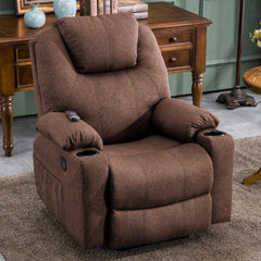 MERITLIFE Electric Power Lift Recliner Chair Sofa with Massage and Heat for Elderly, 3 Positions, 2 Side Pockets and Cup Holders, USB Ports, Fa