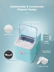 Machine for Countertop, Make 28 lbs ice in 24 hrs, Ice Cube Ready in 5 Mins, Portable Ice Cube Makers with Ice Scoop and Basket fo