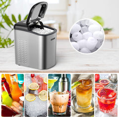 Portable Countertop Electric Ice Maker Machine, 26 lbs in 24 Hours, 9 Bullet Shaped Cubes Ready in 9 Minutes, 2 Ice Sizes, Perfect fo