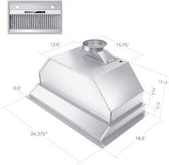 30 inch Built-in/Insert Range Hood 900 CFM, Ducted/Ductless Convertible Duct, Stainless Steel Kitchen Vent Hood with 2 Pcs Adjustable