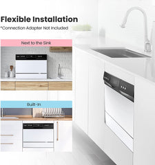 Countertop Dishwasher, Portable Dishwasher with 6 Place Settings, Compact Dishwasher with 8 Washing Programs, Speed, Baby-Care, ECO&