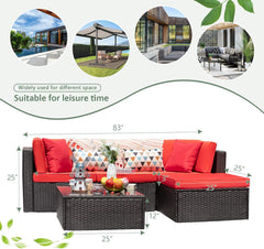 MERITLIFE 5 Pieces Patio Furniture Sets All Weather Outdoor Sectional Sofa Manual Weaving Wicker Rattan Patio Conversation Set with Cushion and