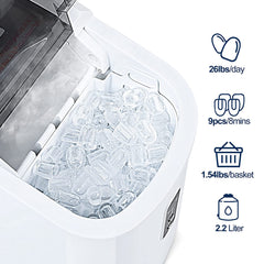 Euhomy Ice Maker Machine Countertop,26 lbs in 24 Hours,9 Cubes Ready in 6 Mins, Electric Ice Maker and Compact Potable Ice Maker with Ice Sc