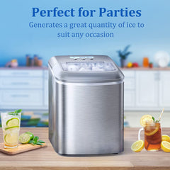 Ice Maker Countertop Machine, 9 Bullet Ice Cubes Ready in 6 Mins, 22lbs Ice Cubes in 24H, Self-Cleaning, LCD Display, 2.1L Electric Stainles