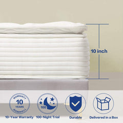 Grandre 12 Inch Twin Gel Memory Foam and Spring Hybrid Mattress Bamboo Pillow Top - Bed in a Box - Medium Firm - White