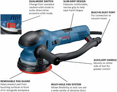 Power Tools - GET75-6N - Electric Orbital Sander, Polisher - 7.5 Amp, Corded, 6"" Disc Size - features Two Sanding Modes: Random Orbit