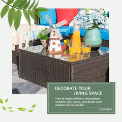 MERITLIFE 5 Pieces Patio Furniture Sets All Weather Outdoor Sectional Sofa Manual Weaving Wicker Rattan Patio Conversation Set with Cushion and