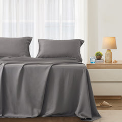 MERITLIFE Premium 100% Organic Eucalyptus Lyocell Tencel 4-Piece Bedding Sheet Set,600 Thread Count Silky Soft and Naturally Pure Fabric, Smooth Cooling Sheets,Queen, White