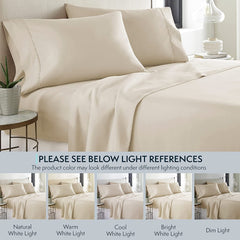 MERITLIFE King Size Sheets Set - Bedding Sheets & Pillowcases w/ 16 inch Deep Pockets - Fade Resistant & Machine Washable - 4 Piece 1800