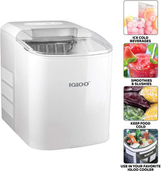 Igloo ICEB26AQ Automatic Portable Electric Countertop Ice Maker Machine, 26 Pounds in 24 Hours, 9 Ice Cubes Ready in 7 Minutes, With Ice Sco
