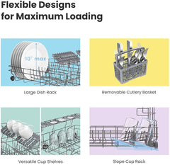 Countertop Dishwasher, Portable Dishwasher with 6 Place Settings, Compact Dishwasher with 8 Washing Programs, Speed, Baby-Care, ECO&