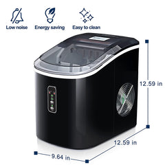 Euhomy Ice Maker Machine Countertop,26 lbs in 24 Hours,9 Cubes Ready in 6 Mins, Electric Ice Maker and Compact Potable Ice Maker with Ice Sc