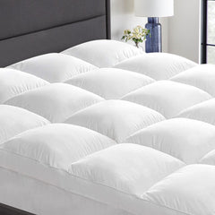 waterproof Extra Thick Mattress Topper, Cooling Pillowtop, Plush Mattress Pad Cover 400TC Cotton Top Protector with 8-21 Inch Deep Pocket 3D Snow Down Alternative Fill,Queen Size