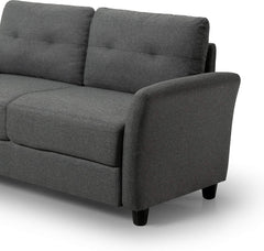 Ricardo Sofa Couch / Tufted Cushions / Easy, Tool-Free Assembly, Dark Grey