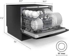 Countertop Dishwasher, Portable Dishwasher with 6 Place Settings, Compact Dishwasher with 8 Washing Programs, Speed, Baby-Care, ECO&