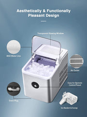 Machine for Countertop, Make 28 lbs ice in 24 hrs, Ice Cube Ready in 5 Mins, Portable Ice Cube Makers with Ice Scoop and Basket fo