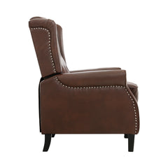 MERITLIFE Leather Wing Recliner with Thick Seat, Nailhead and Button-Tufted Leather Push Back Recliner, Easy Assembly (Brown)