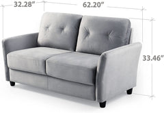 Ricardo Sofa Couch / Tufted Cushions / Easy, Tool-Free Assembly, Dark Grey