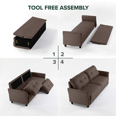 Ricardo Sofa Couch / Tufted Cushions / Easy, Tool-Free Assembly, Dark Grey