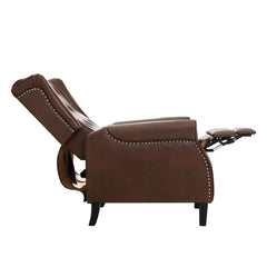 MERITLIFE Leather Wing Recliner with Thick Seat, Nailhead and Button-Tufted Leather Push Back Recliner, Easy Assembly (Brown)