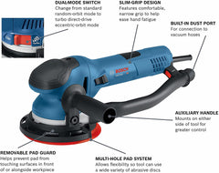 Power Tools - GET75-6N - Electric Orbital Sander, Polisher - 7.5 Amp, Corded, 6"" Disc Size - features Two Sanding Modes: Random Orbit