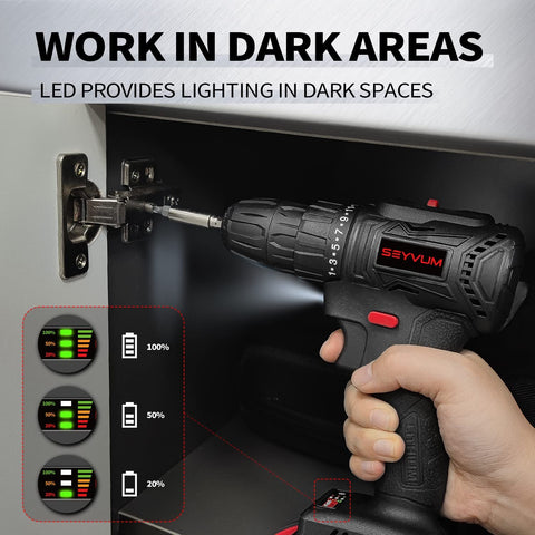 P10 21V Cordless Drill Set, [Powerful Brushless Motor] [Compact], Power Drill Driver, Electric Drill with 2.0Ah Li-ion Battery, Fast