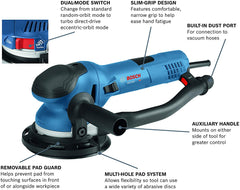 Power Tools - GET75-6N - Electric Orbital Sander, Polisher - 7.5 Amp, Corded, 6"" Disc Size - features Two Sanding Modes: Random Orbit