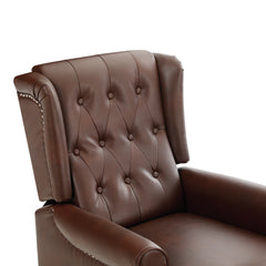 MERITLIFE Leather Wing Recliner with Thick Seat, Nailhead and Button-Tufted Leather Push Back Recliner, Easy Assembly (Brown)