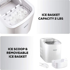 Igloo ICEB26AQ Automatic Portable Electric Countertop Ice Maker Machine, 26 Pounds in 24 Hours, 9 Ice Cubes Ready in 7 Minutes, With Ice Sco