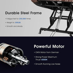 MERITLIFE Real Leather Power Lift Chair Electric Recliner Sofa for Elderly, Two OKIN Motor Electric Living Room Chair with Heated Vibration Massage,Massage Remote Control (Brown)