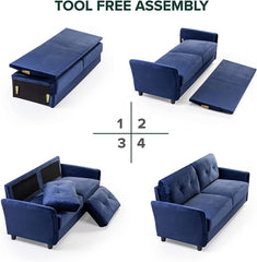 Ricardo Sofa Couch / Tufted Cushions / Easy, Tool-Free Assembly, Dark Grey