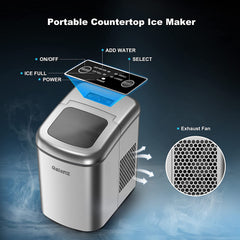 Portable Countertop Electric Ice Maker Machine, 26 lbs in 24 Hours, 9 Bullet Shaped Cubes Ready in 9 Minutes, 2 Ice Sizes, Perfect fo