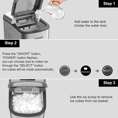 Portable Countertop Electric Ice Maker Machine, 26 lbs in 24 Hours, 9 Bullet Shaped Cubes Ready in 9 Minutes, 2 Ice Sizes, Perfect fo