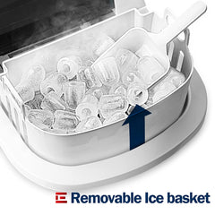 Euhomy Ice Maker Machine Countertop,26 lbs in 24 Hours,9 Cubes Ready in 6 Mins, Electric Ice Maker and Compact Potable Ice Maker with Ice Sc