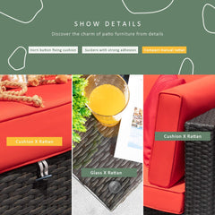 MERITLIFE 5 Pieces Patio Furniture Sets All Weather Outdoor Sectional Sofa Manual Weaving Wicker Rattan Patio Conversation Set with Cushion and