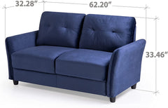 Ricardo Sofa Couch / Tufted Cushions / Easy, Tool-Free Assembly, Dark Grey