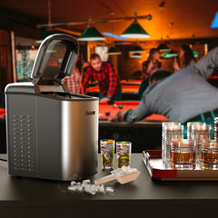 Portable Countertop Electric Ice Maker Machine, 26 lbs in 24 Hours, 9 Bullet Shaped Cubes Ready in 9 Minutes, 2 Ice Sizes, Perfect fo