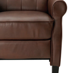 MERITLIFE Leather Wing Recliner with Thick Seat, Nailhead and Button-Tufted Leather Push Back Recliner, Easy Assembly (Brown)