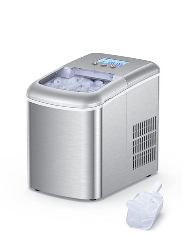 Ice Maker Countertop Machine, 9 Bullet Ice Cubes Ready in 6 Mins, 22lbs Ice Cubes in 24H, Self-Cleaning, LCD Display, 2.1L Electric Stainles