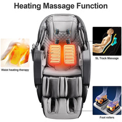 4D Massage Chairs Full Body Recliner, High Technology Zero Gravity Shiatsu SL Track with Stretching Function, Auto Body Detection, Bluetooth Heat Foot Roller,Thai Massage Techniques,Yoga Stretching
