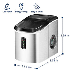 Euhomy Ice Maker Machine Countertop,26 lbs in 24 Hours,9 Cubes Ready in 6 Mins, Electric Ice Maker and Compact Potable Ice Maker with Ice Sc