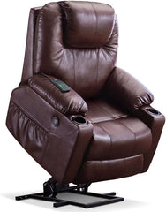 Electric Power Lift Recliner Chair Sofa with Massage and Heat for Elderly, 3 Positions, 2 Side Pockets and Cup Holders, USB Ports, Fa